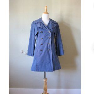 20th, retro blue double buckle lapel pea coat